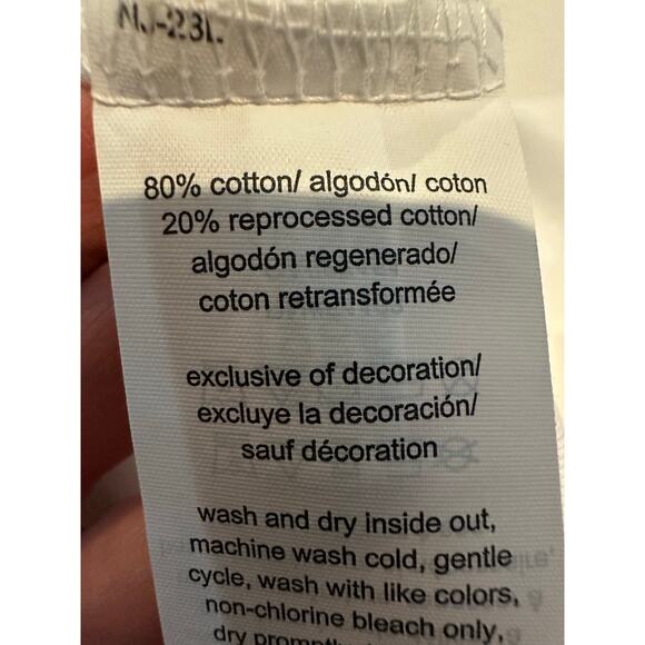 Nautica Jeans Women's Cotton Crochet-Trim Short Sleeve Tee White Size Large NWT - Picture 5 of 7